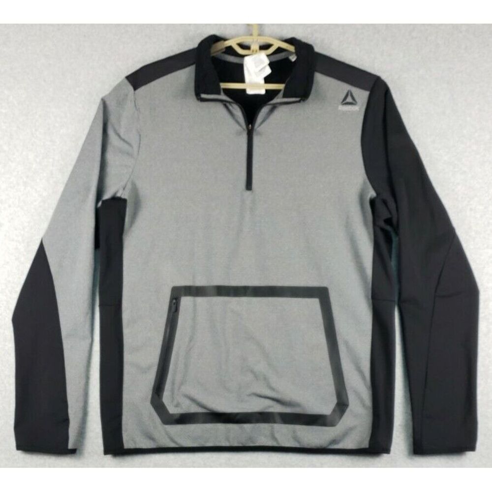 Reebok Speedwick Mens Performance Pullover Jacket XL Gray Black